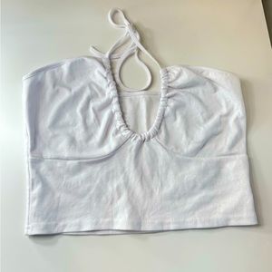 White Shein Cropped Halter Top